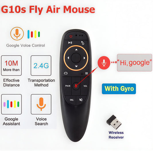 AIR MOUSE G10S WITH VOICE CONTROL FEATURE - G10s Wireless Voice Remote Control for Smart TV, LED, PC, Laptop, Android Boxes etc - Voice Remote